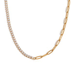 Load image into Gallery viewer, 18k Paperclip Chain Tennis Necklace, Bracelet, and Earrings
