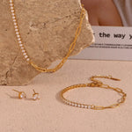 Load image into Gallery viewer, 18k Paperclip Chain Tennis Necklace, Bracelet, and Earrings