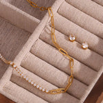 Load image into Gallery viewer, 18k Paperclip Chain Tennis Necklace, Bracelet, and Earrings