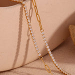 Load image into Gallery viewer, 18k Paperclip Chain Tennis Necklace, Bracelet, and Earrings