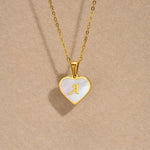 Load image into Gallery viewer, 18k Pearl Heart Initial Letter Necklace