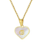Load image into Gallery viewer, 18k Pearl Heart Initial Letter Necklace