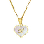 Load image into Gallery viewer, 18k Pearl Heart Initial Letter Necklace