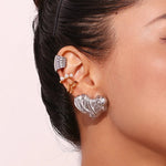 Load image into Gallery viewer, 18k Textured Wavy Heart Stud Earrings