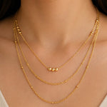 Load image into Gallery viewer, 18k Dainty Triple Satellite Necklace Stack