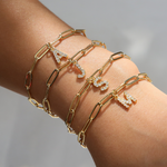Load image into Gallery viewer, Dainty Paperclip Letter Initial Bracelet