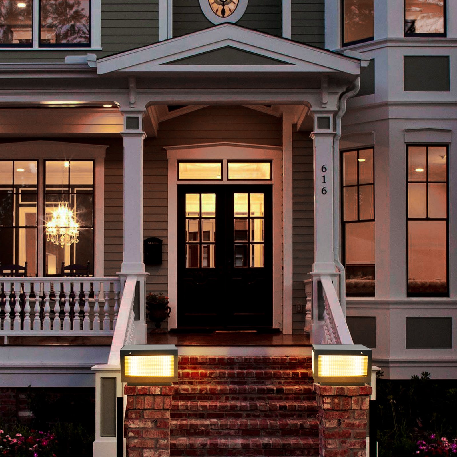 Pair of Solar Wall Lamps With Dimmable LED