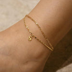 Load image into Gallery viewer, 2pc 14k Serif Letter Initial Anklet Set