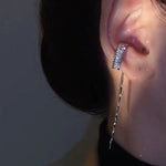 Load image into Gallery viewer, Ear Cuffs for Non Pierced Ears With Sparkly Tassels in Silver