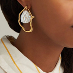 Load image into Gallery viewer, Irregular Pearl Earrings Dangling Pearl Studs