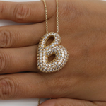 Load image into Gallery viewer, Chunky Bubble Diamond Dazzle Initial Necklaces