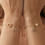 Load image into Gallery viewer, 18k Linked Hearts Bond Initial Bracelets