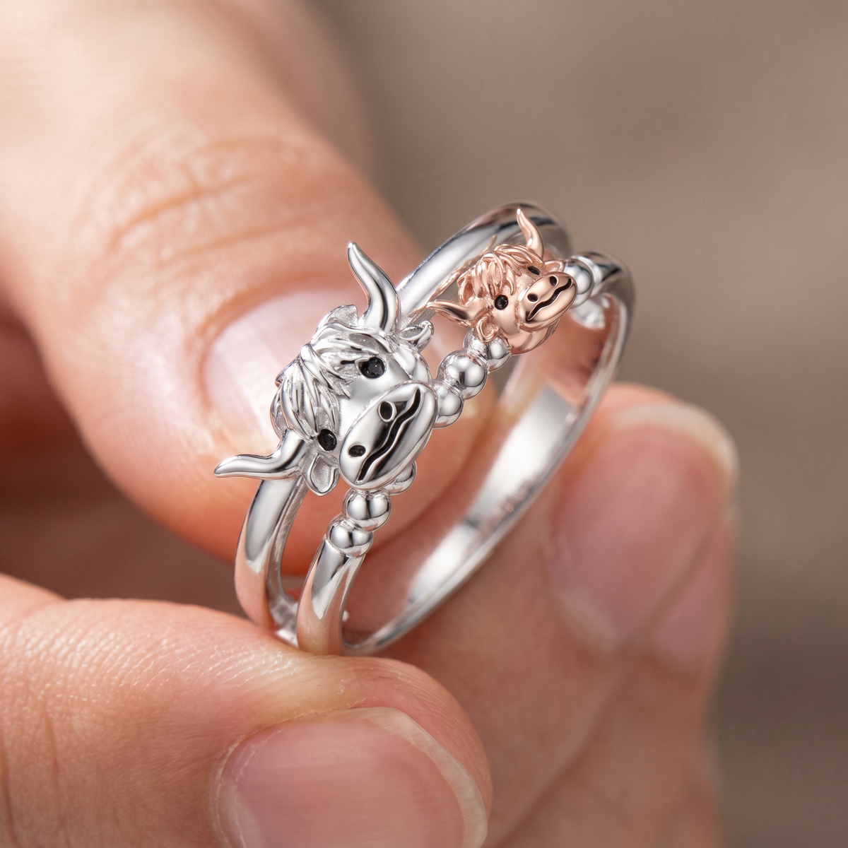 Whimsy highland cow inspired ring