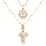 Load image into Gallery viewer, 2pc 14k Diamond Letter Initial Necklaces