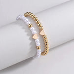 Load image into Gallery viewer, 2pcs Classy White & Gold Beaded Heart Bracelets