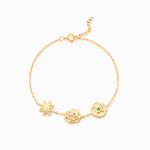 Load image into Gallery viewer, Dainty Birth Flower with Birthstone Bracelet