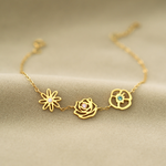 Load image into Gallery viewer, Dainty Birth Flower with Birthstone Bracelet