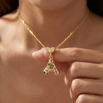 Load image into Gallery viewer, Colorful Chunky Heart Initial Satellite Chain Necklace