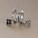 Load image into Gallery viewer, 3pc Dainty Floral Huggie Whale Earrings Set