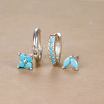 Load image into Gallery viewer, 3pc Dainty Floral Huggie Whale Earrings Set