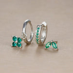 Load image into Gallery viewer, 3pc Dainty Floral Huggie Whale Earrings Set