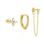 Load image into Gallery viewer, 3pc Dainty Floral Tassel Chain Earrings Set