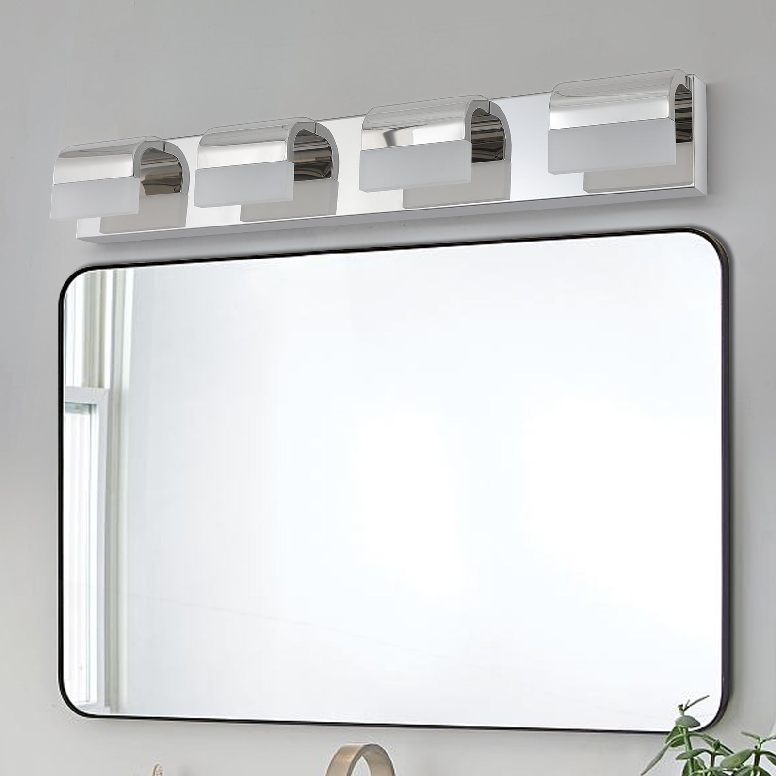 Chrome Modern 4-Light LED Bathroom Vanity Light Fixture