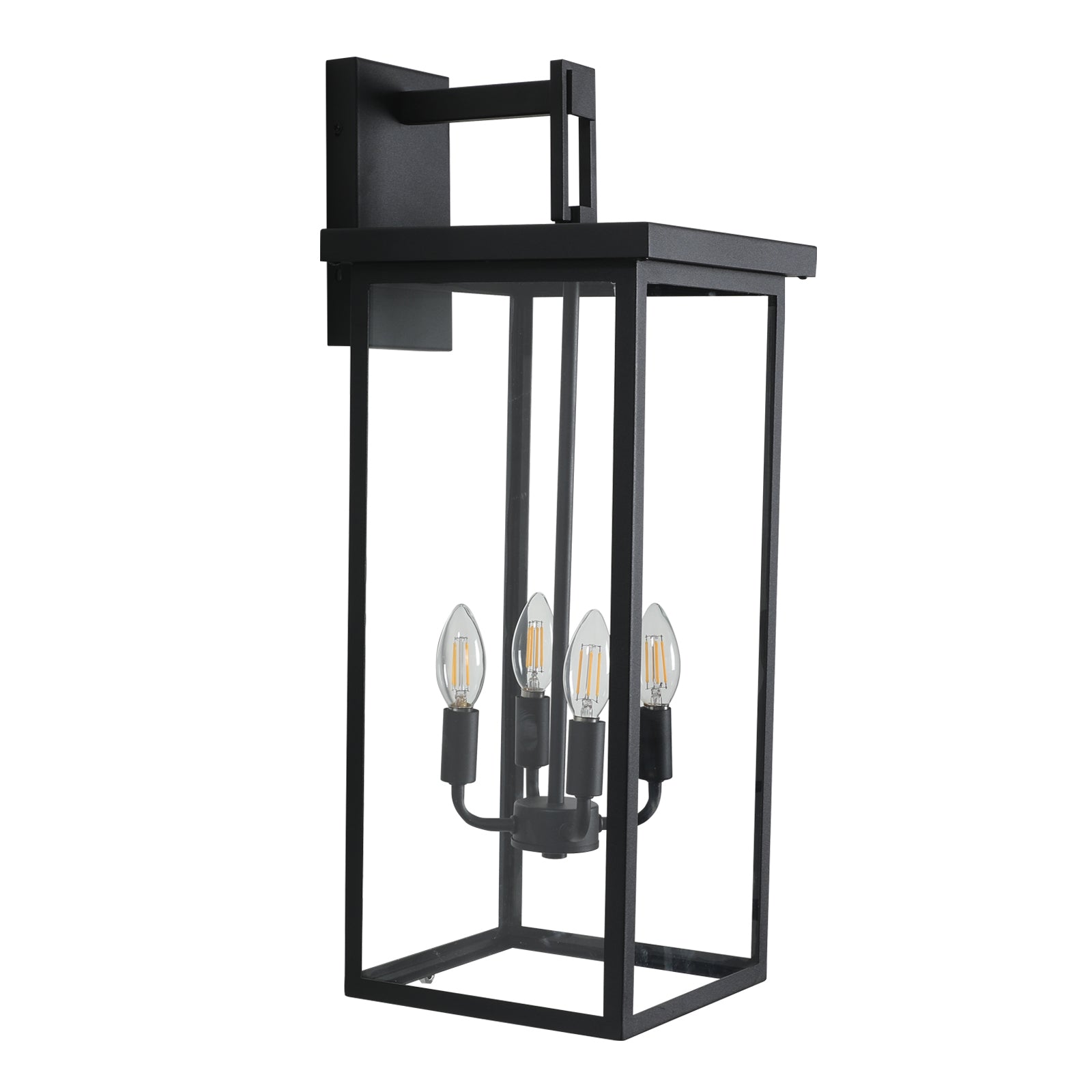 Modern 4-Light Black Outdoor Wall Lantern Sconce