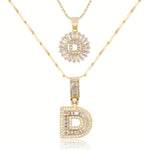 Load image into Gallery viewer, 2pc 14k Diamond Letter Initial Necklaces