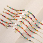 Load image into Gallery viewer, Colorful Pearl Heart Initial Anklet