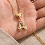 Load image into Gallery viewer, Colorful Chunky Heart Initial Satellite Chain Necklace
