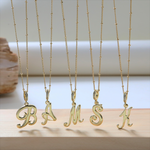 Load image into Gallery viewer, Elegant Cursive Font Satellite Chain Initial Necklace
