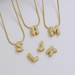 Load image into Gallery viewer, Diamond Bubble Letter Initial Necklace