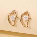 Load image into Gallery viewer, Irregular Pearl Earrings Dangling Pearl Studs