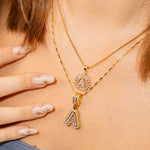 Load image into Gallery viewer, 2pc 14k Diamond Letter Initial Necklaces