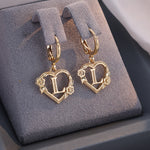 Load image into Gallery viewer, Dainty Initial Letter Heart Hoop Earrings