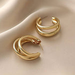 Load image into Gallery viewer, Triple Hoop Earring 3 Gold Hoop Earrings
