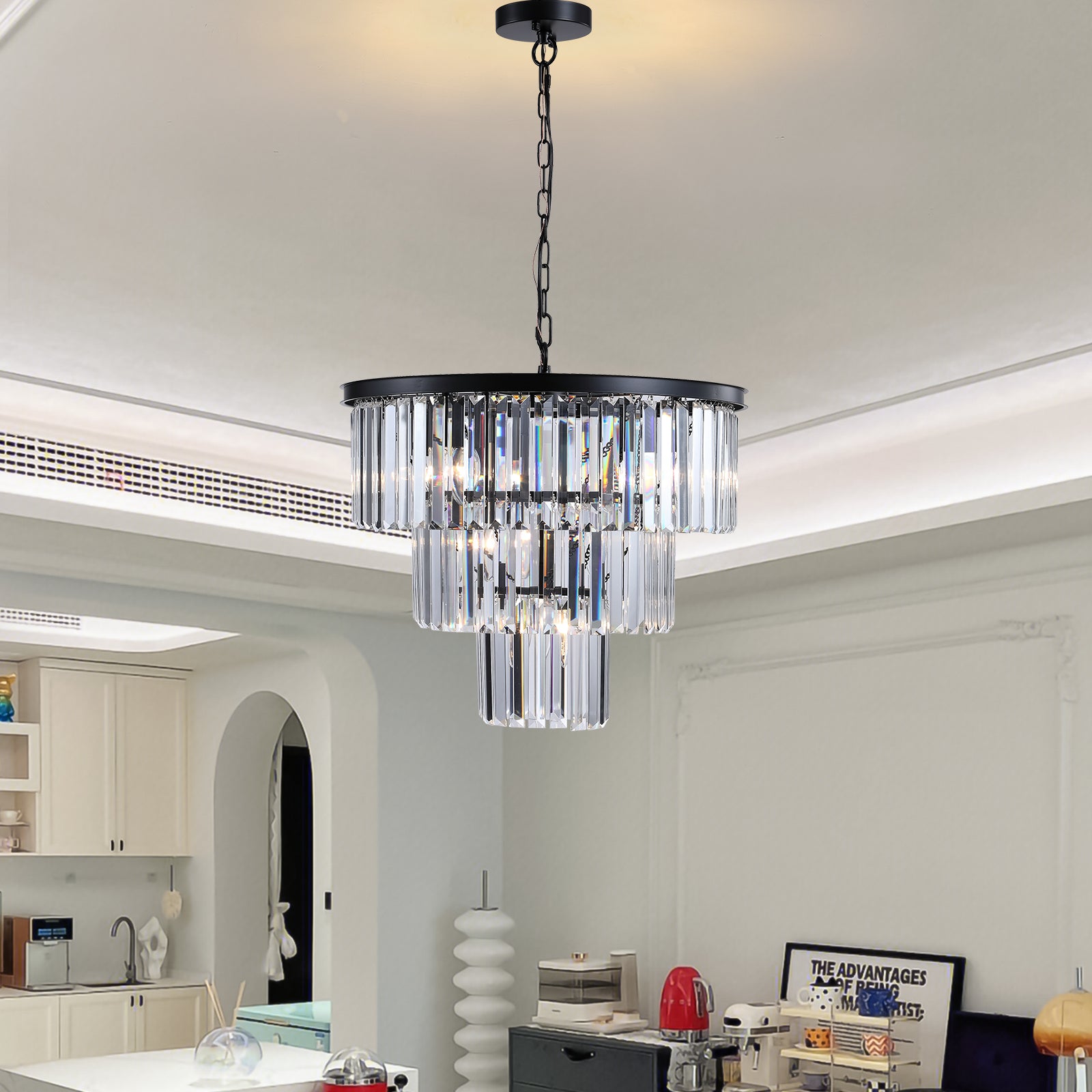 Black Circle Frame Luxury Crystal Chandelier