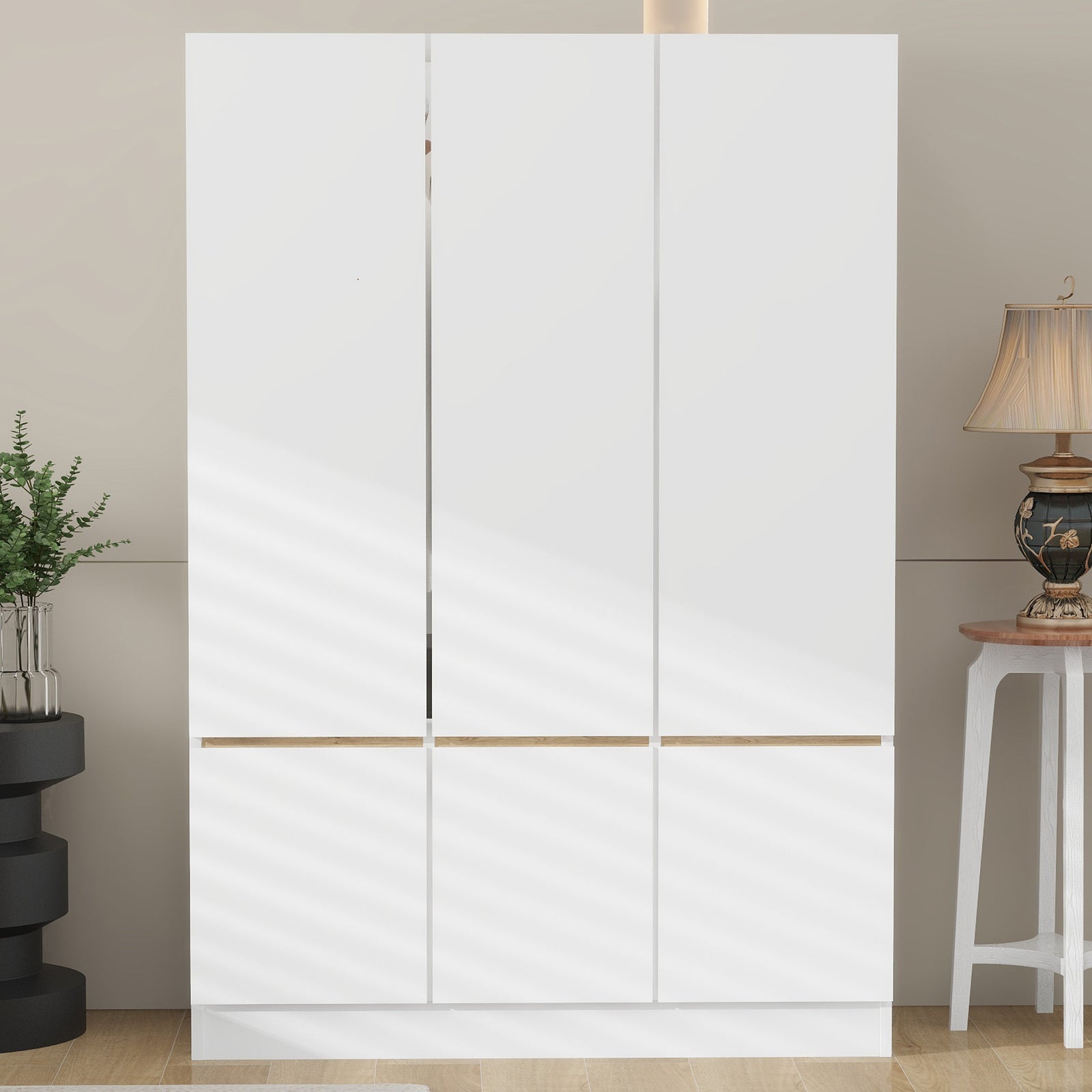 68" White 6-Doors Wooden Wardrobe