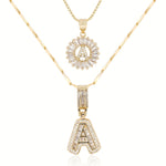 Load image into Gallery viewer, 2pc 14k Diamond Letter Initial Necklaces