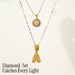 Load image into Gallery viewer, 2pc 14k Diamond Letter Initial Necklaces