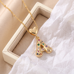 Load image into Gallery viewer, Colorful Chunky Heart Initial Satellite Chain Necklace