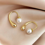 Load image into Gallery viewer, Pearl Water Drop Earrings Teardrop Earrings with Pearl Clasp