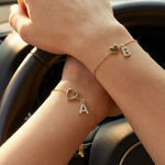 Load image into Gallery viewer, 18k Linked Hearts Bond Initial Bracelets