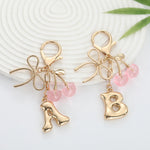 Load image into Gallery viewer, Bubble Initial With Bow & Cherry Charms Keychain