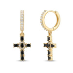 Load image into Gallery viewer, Dainty Colorful Gem Set Cross Earrings