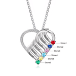 Load image into Gallery viewer, Personalized Name & Birthstone Heart Striped Pendant Necklace
