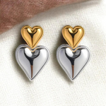Load image into Gallery viewer, Double Heart Statement Earrings
