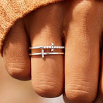 Load image into Gallery viewer, Double Bar Dainty Cross Ring