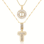 Load image into Gallery viewer, 2pc 14k Diamond Letter Initial Necklaces